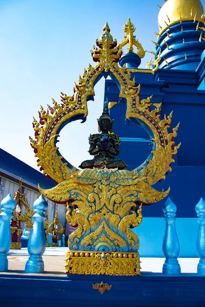 Modrý Chrám Tradiční Architektura Sochy Thajsko — Stock fotografie