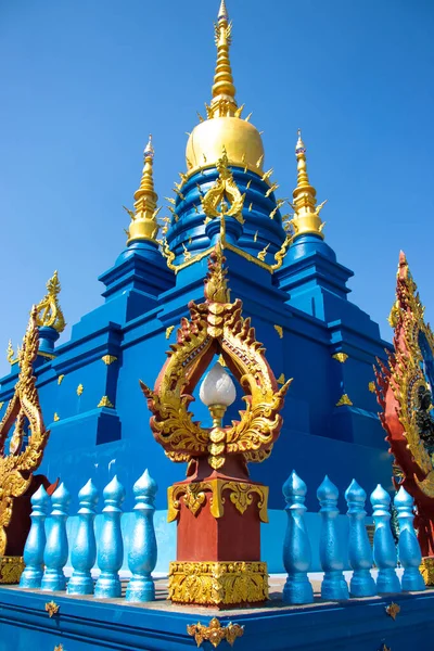 Templo Azul Arquitetura Tradicional Estátuas Tailândia — Fotografia de Stock