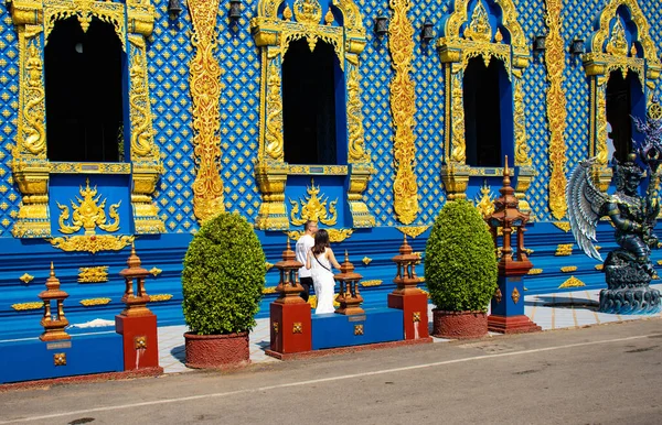 Temple Bleu Architecture Traditionnelle Statues Thaïlande — Photo