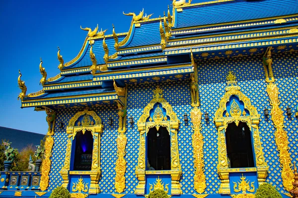 Templo Azul Arquitetura Tradicional Estátuas Tailândia — Fotografia de Stock