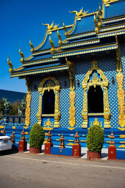 Tempio Blu Architettura Tradizionale Statue Thailandia — Foto Stock