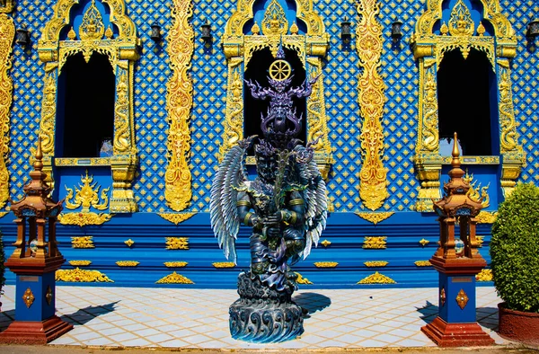 Templo Azul Arquitectura Tradicional Estatuas Tailandia — Foto de Stock