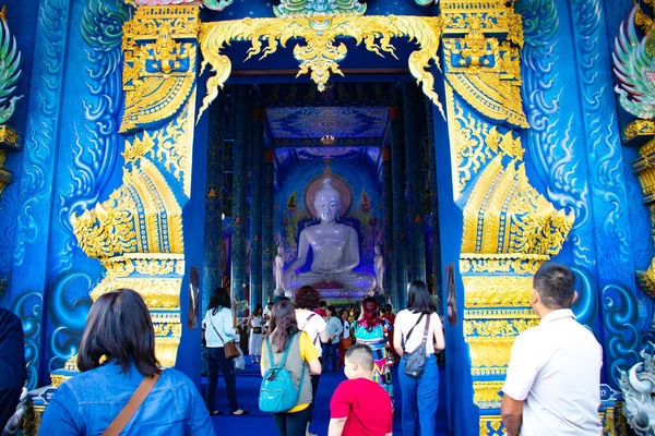 Azjatycka Architektura Religijna Rzeźby Blue Temple Tajlandia — Zdjęcie stockowe