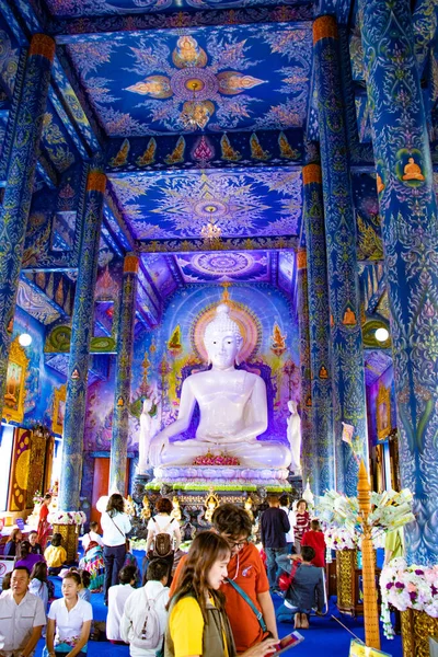 Ázsiai Vallási Építészet Szobrok Blue Temple Thaiföld — Stock Fotó