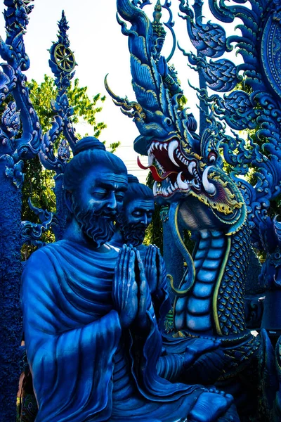 Religiöse Architektur Des Blauen Tempels Chiang Rai Thailand — Stockfoto