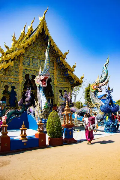 Religiöse Architektur Des Blauen Tempels Chiang Rai Thailand — Stockfoto