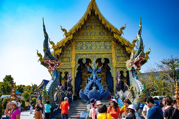 泰国清莱蓝寺的宗教建筑 — 图库照片