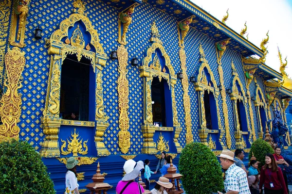 Θρησκευτική Αρχιτεκτονική Του Blue Temple Chiang Rai Ταϊλάνδη — Φωτογραφία Αρχείου