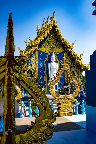 Религиозная Архитектура Голубого Храма Чианграй Таиланд — стоковое фото