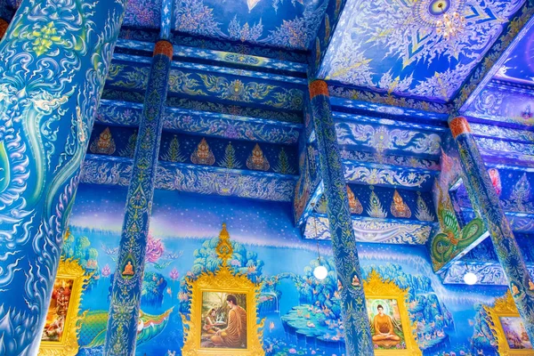 Plafond Murs Décorés Blue Temple Thaïlande — Photo