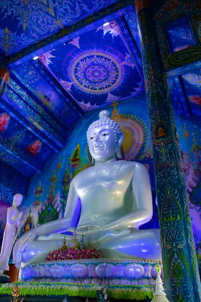 Lage Hoek Van Boeddhabeeld Blauwe Tempel Thailand — Stockfoto