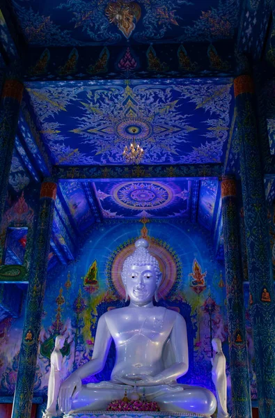 Decorated Ceiling Walls Blue Temple Thailand — Stock Photo, Image