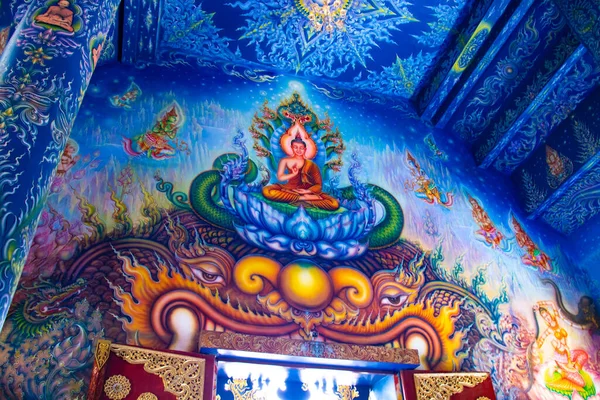 Plafond Murs Décorés Blue Temple Thaïlande — Photo