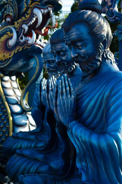 Standbeelden Van Boeddhistische Tempel Blauwe Tempel Thailand — Stockfoto