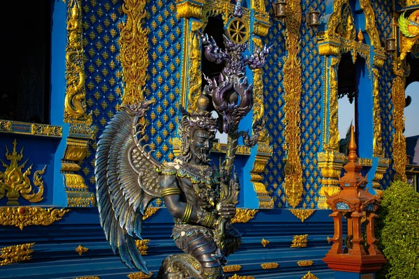 Blisko Obraz Posągu Świątyni Buddyjskiej Black Temple Tajlandia — Zdjęcie stockowe
