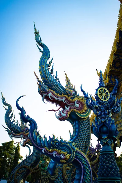 Close Beeld Van Standbeeld Blue Temple Thailand — Stockfoto