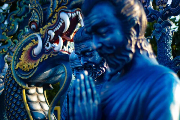 Close Image Statue Blue Temple Thailand — Stock Photo, Image