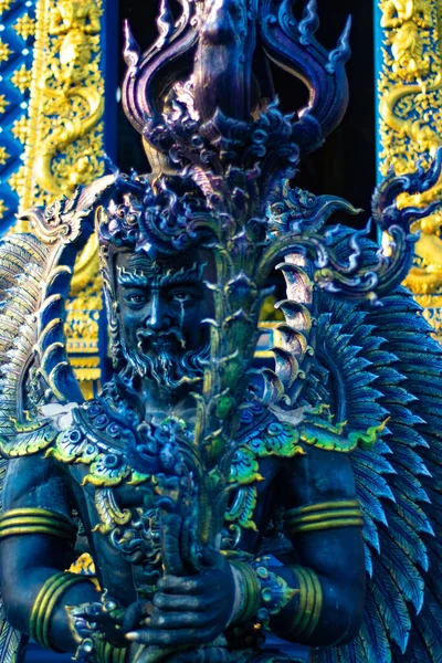 Ancienne Statue Bouddha Dans Temple Bleu Thaïlande — Photo