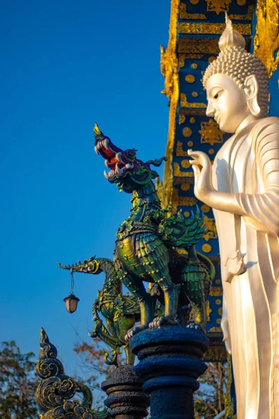 Starověká Socha Buddhy Modrém Chrámu Thajsko — Stock fotografie
