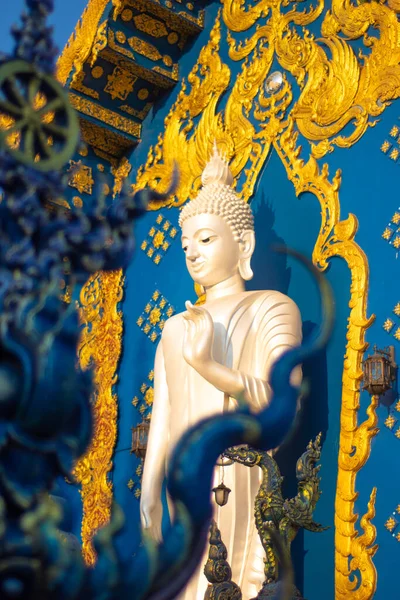 Ancienne Statue Bouddha Dans Temple Bleu Thaïlande — Photo