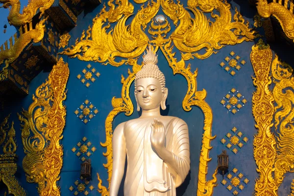 Ancienne Statue Bouddha Dans Temple Bleu Thaïlande — Photo