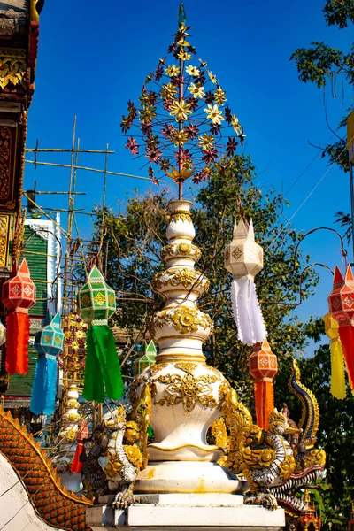 Budist Tapınağı Dekorasyonu Mimarisi Tayland — Stok fotoğraf