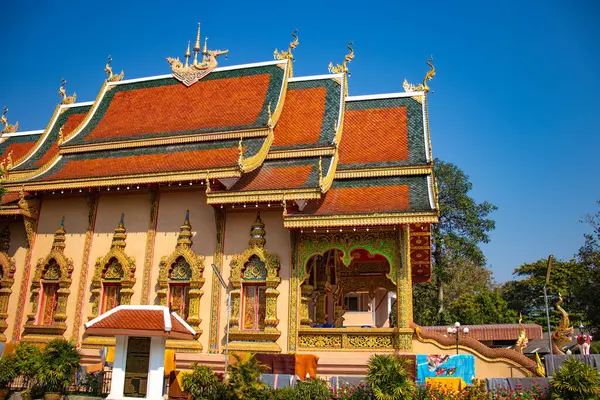 Ázsiai Stílusú Dekorációk Buddhista Templom Thaiföld — Stock Fotó