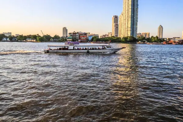 Vista Banguecoque Rio Chao Phraya Tailândia — Fotografia de Stock