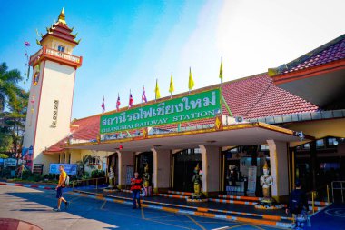 Chiang Mai, Tayland - 22 Mayıs 2020: Şehirde güzel bir tren istasyonu manzarası.