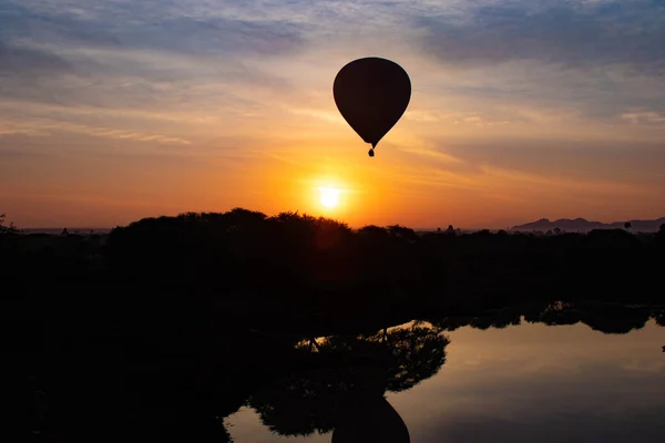 Balony Wschód Słońca Bagan Myanmr — Zdjęcie stockowe
