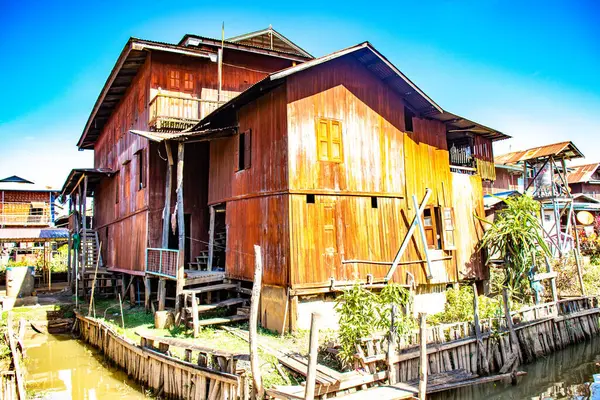 Vista Lago Inle Myanmar — Foto de Stock