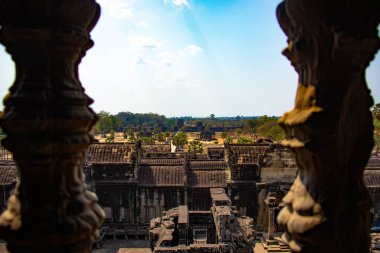 Angkor Wat Tapınağı, Kamboçya 'daki uzak mimari manzarası