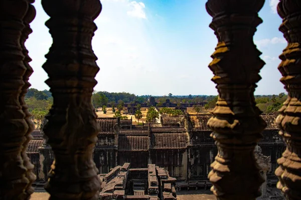 Avlägsen Syn Arkitektur Angkor Wat Temple Kambodja — Stockfoto