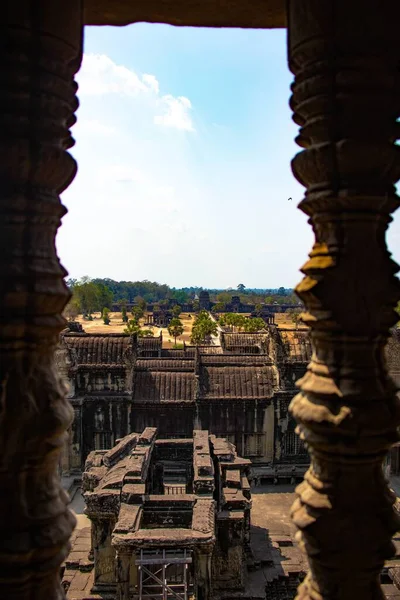 Angkor Wat Tapınağı Kamboçya Daki Uzak Mimari Manzarası — Stok fotoğraf