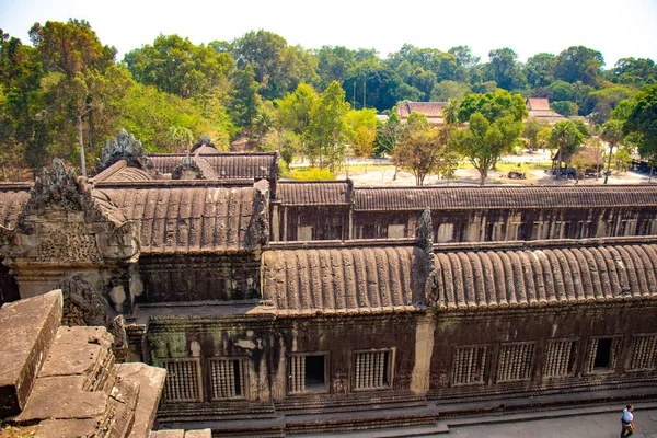 Vista Distanza Dell Architettura Nel Tempio Angkor Wat Cambogia — Foto Stock