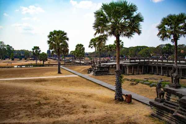 Avlägsen Syn Arkitektur Angkor Wat Temple Kambodja — Stockfoto