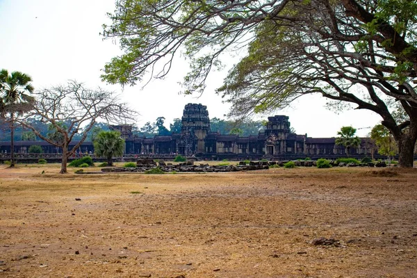 Kamboçya Daki Angkor Wat Tapınağının Asya Tarzı Mimarisi — Stok fotoğraf