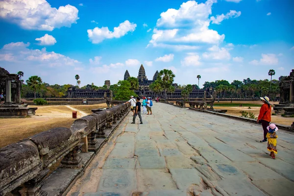 Kamboçya Daki Angkor Wat Tapınağının Asya Tarzı Mimarisi — Stok fotoğraf