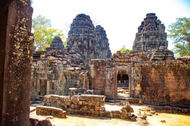 Kamboçya 'daki Angkor Wat tapınağının kalıntıları.
