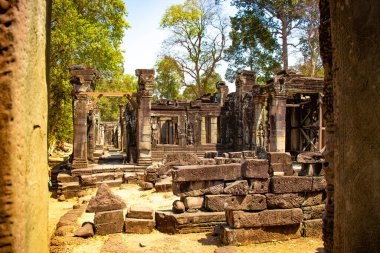 Kamboçya 'daki Angkor Wat tapınağının kalıntıları.