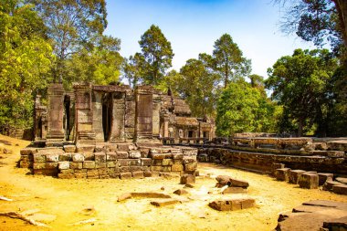 Kamboçya 'daki Angkor Wat tapınağının kalıntıları.