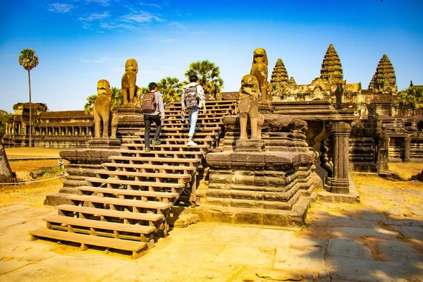 Angkor Wat Tapınağında Asya Mimarisi Kamboçya — Stok fotoğraf