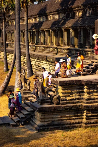 Angkor Wat Tapınağındaki Budist Mimarisi Kamboçya — Stok fotoğraf