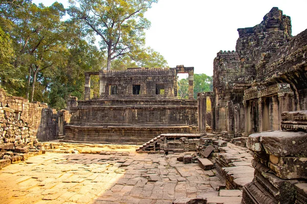 Steindekorationen Und Denkmäler Bayon Tempel Kambodscha — Stockfoto