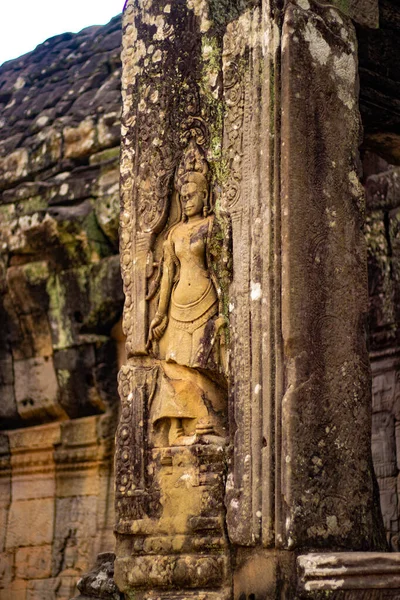 Decorazioni Monumenti Pietra Nel Tempio Bayon Cambogia — Foto Stock