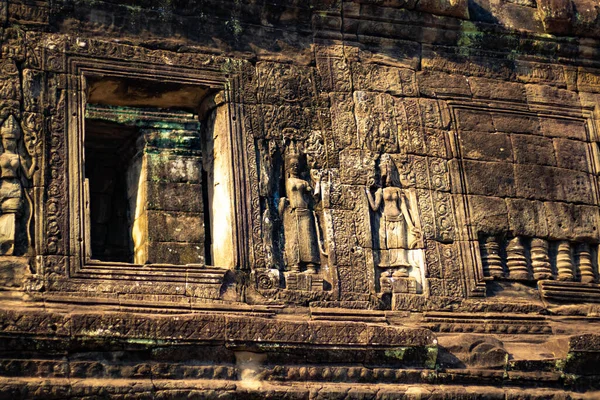 Stenen Decoraties Monumenten Bayon Tempel Cambodja — Stockfoto