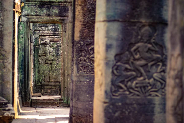 Decoraciones Monumentos Piedra Templo Bayon Camboya — Foto de Stock