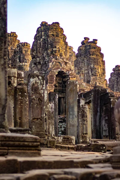 stock image Decorations and monuments in Bayon temple, Cambodia 