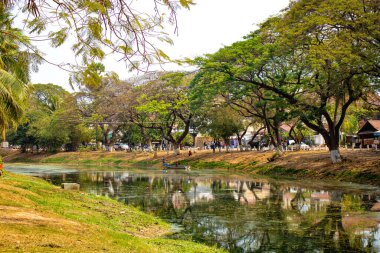 Kamboçya 'daki Siem Reap şehrinin şehir manzarası 