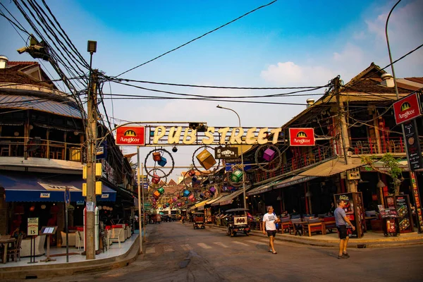 カンボジアのシェムリアップにパブストリート — ストック写真